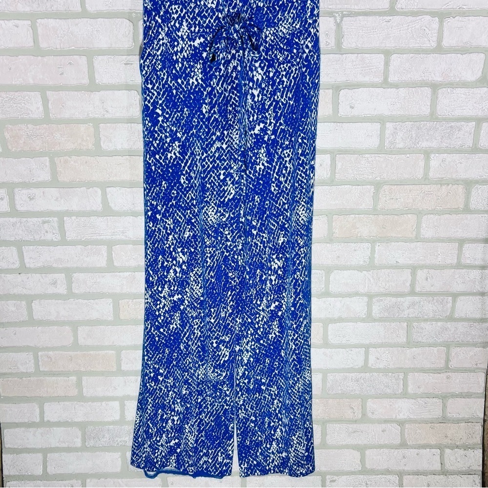 Diane Von Furstenberg Ani Blue and White Print Strapless Jumpsuit Size S - Picture 4 of 14